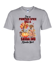 Pumpkin Girl - Shiba Inu V-Neck T-Shirt tile