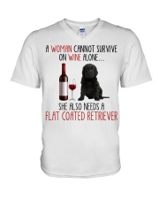 She Also Needs - Flat Coated Retriever V-Neck T-Shirt tile