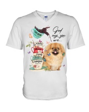 Chosen - TAN Pekingese V-Neck T-Shirt tile