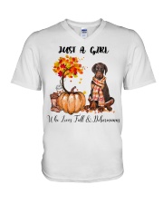 Fall And - Dobermann V-Neck T-Shirt tile