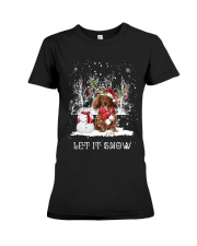 Xmas Reindeer - Long Haired Dachshund Premium Fit Ladies Tee tile