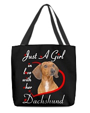 Love Her - Red Dachshund All-Over Tote tile
