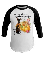 Into Fall - Miniature Pinscher 2 Baseball Tee tile