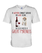 She Also Needs - Great Pyrenees V-Neck T-Shirt tile