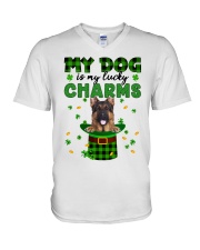 Lucky Charm - LONG HAIRED German Shepherd V-Neck T-Shirt tile