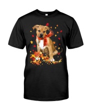 Autumn Leaves Scraf Pitbull Boxer Mix Classic T-Shirt front