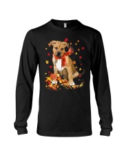 Autumn Leaves Scraf Pitbull Boxer Mix Long Sleeve Tee tile