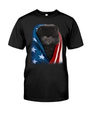 American flag - Pomeranian 3 Classic T-Shirt front