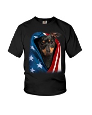 American flag - Min Pin Youth T-Shirt tile