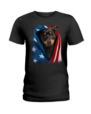 American flag - Min Pin Ladies T-Shirt tile