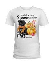 Into Fall - BLACK Morkie Ladies T-Shirt tile