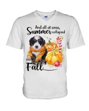 Into Fall - Bernedoodle V-Neck T-Shirt tile