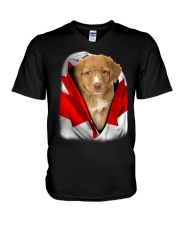Canada Flag - Nova Scotia Duck Tolling Retriever V-Neck T-Shirt tile