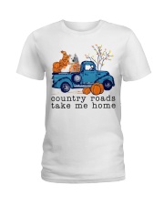Blue Car - American Eskimo Ladies T-Shirt tile