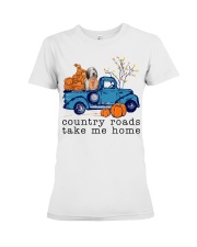 Blue Car - Bearded Collie Premium Fit Ladies Tee tile