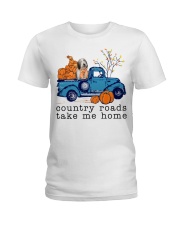 Blue Car - Bearded Collie Ladies T-Shirt tile
