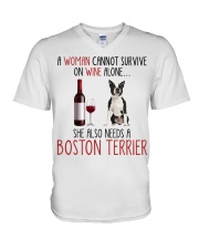 She Also Needs - Boston Terrier V-Neck T-Shirt tile