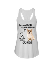 I asked God - Corgi Ladies Flowy Tank tile
