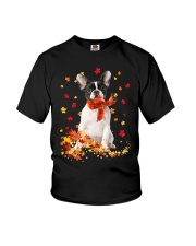 Autumn Leaves Scraf - French Bulldog 2 Youth T-Shirt tile