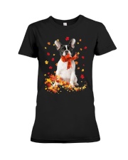 Autumn Leaves Scraf - French Bulldog 2 Premium Fit Ladies Tee tile