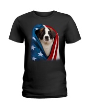 American flag - Saint Bernard Ladies T-Shirt tile