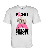 Fight Cancer - CREAM Shih Tzu V-Neck T-Shirt tile