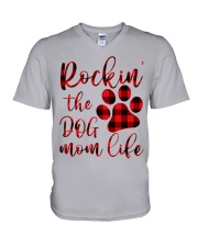 Rockin' Dog Mom Life V-Neck T-Shirt tile