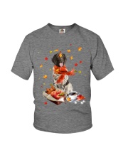 Autumn Leaves Small Münsterländers Youth T-Shirt tile