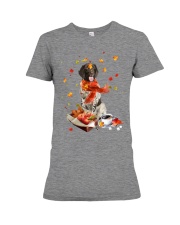 Autumn Leaves Small Münsterländers Premium Fit Ladies Tee tile
