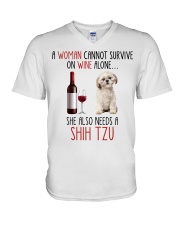 She Also Needs - Shih Tzu Dogs V-Neck T-Shirt tile