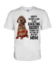 Father Day - Vizsla V-Neck T-Shirt tile