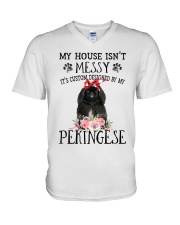 Messy - BLACK Pekingese V-Neck T-Shirt tile