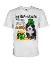 Lucky Charm - Bernedoodle V-Neck T-Shirt tile