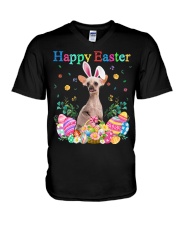 Happy Easter - Chinese Crested Dog 2 V-Neck T-Shirt tile