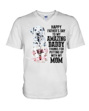 Daddy - Dalmatian V-Neck T-Shirt tile