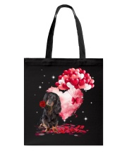 Valentine Balloon - Black Long-haired Dachshund Tote Bag tile