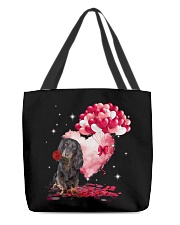 Valentine Balloon - Black Long-haired Dachshund All-Over Tote tile