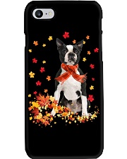 Autumn Leaves Scraf Boston Terrier Phone Case tile