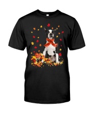 Autumn Leaves Scraf Boston Terrier Classic T-Shirt tile