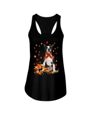 Autumn Leaves Scraf Boston Terrier Ladies Flowy Tank tile