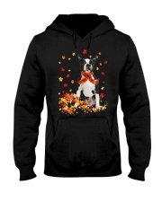 Autumn Leaves Scraf Boston Terrier Hooded Sweatshirt front