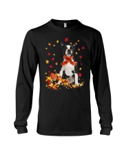 Autumn Leaves Scraf Boston Terrier Long Sleeve Tee tile