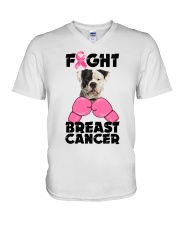 Fight Cancer - American Bulldog V-Neck T-Shirt tile