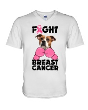 Fight Cancer - American Bulldog 1 V-Neck T-Shirt tile