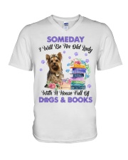 Old Lady - Yorkshire Terrier 2 V-Neck T-Shirt tile