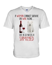 She Also Needs - Samoyed V-Neck T-Shirt tile