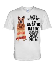 Father Day - Red Heeler V-Neck T-Shirt tile