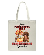 Pumpkin Girl - Red Long Haired Dachshund Tote Bag tile