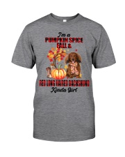 Pumpkin Girl - Red Long Haired Dachshund Classic T-Shirt tile