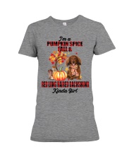 Pumpkin Girl - Red Long Haired Dachshund Premium Fit Ladies Tee tile